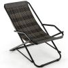 Outdoor Patio PE Wicker Rocking Chair with Armrests and Metal Frame