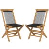 2 Piece Indonesia Teak Patio Folding Chairs with Woven Rope Seat and Back for Porch Backyard Poolside