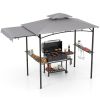 10.5 x 5 FT Grill Gazebo with Side Awning and Double-Tiered Top