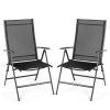 Set of 2 Adjustable Portable Patio Folding Dining Chair Recliners