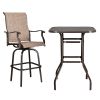 Wrought Iron Glass High Bar Table Patio Bar Table Brown