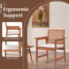 Set of 2 Patio Solid Wood Dining Chairs with Cushions and Slatted Seat