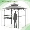 8 x 5 FT Outdoor Grill Gazebo with 2 Side Shelves and 20 Hooks