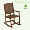 Patio Wood Rocking Chair with PU Seat and Rubber Wood Frame