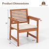 Set of 2 Patio Solid Wood Dining Chairs with Cushions and Slatted Seat