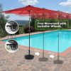 50 LBS Patio Wicker Style Resin Umbrella Base Stand Heavy Duty with Wheels