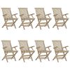 Folding Patio Chairs 8 pcs Gray 22"x24"x35" Solid Wood Teak