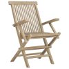 Folding Patio Chairs 6 pcs Gray 22"x24"x35" Solid Wood Teak