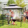 8 x 5 FT Outdoor Grill Gazebo with 2 Side Shelves and 20 Hooks