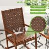 Patio Wood Rocking Chair with PU Seat and Rubber Wood Frame