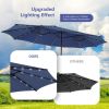 15 Feet Twin Patio Umbrella with 48 Solar LED Lights