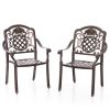 Patio Cast Aluminum Dining Chairs Set of 2 Metal Armchairs Stackable