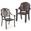 Patio Cast Aluminum Dining Chairs Set of 2 Metal Armchairs Stackable