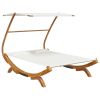 Patio Lounge Bed with Canopy 65"x79.9"x54.3" Solid Bent Wood Cream