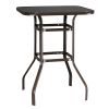 Wrought Iron Glass High Bar Table Patio Bar Table Brown