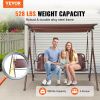 VEVOR 3-Person Patio Swing Chair, Outdoor Patio Swing with Adjustable Canopy, Porch Swing with Armrests, Teslin Fabric and Alloy Steel Frame, for Balc