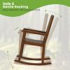 Patio Wood Rocking Chair with PU Seat and Rubber Wood Frame