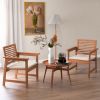 Set of 2 Patio Solid Wood Dining Chairs with Cushions and Slatted Seat