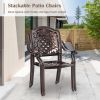 Patio Cast Aluminum Dining Chairs Set of 2 Metal Armchairs Stackable