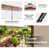 15 Feet Double-Sized Patio Umbrella with Crank Handle and Vented Tops