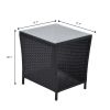 Outdoor Side Coffee Table with Storage Shelf,All Weather PE Rattan and Steel Frame,Patio Furniture Square,Bistro Table for Garden Porch,Backyard Pool