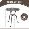 24 Inch Round Cast Aluminum Table Patio Dining Bistro Table with 2 Inch Umbrella Hole