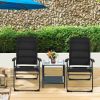 2 Pieces Outdoor Folding Patio Chairs with Adjustable Backrests for Bistro and Backyard