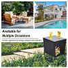 Outdoor Side Coffee Table with Storage Shelf,All Weather PE Rattan and Steel Frame,Patio Furniture Square,Bistro Table for Garden Porch,Backyard Pool