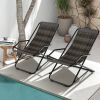 Outdoor Patio PE Wicker Rocking Chair with Armrests and Metal Frame