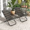 Outdoor Patio PE Wicker Rocking Chair with Armrests and Metal Frame