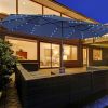 15 Feet Twin Patio Umbrella with 48 Solar LED Lights