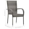 Stackable Patio Chairs 4 pcs Gray Poly Rattan