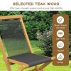 2 Piece Indonesia Teak Patio Folding Chairs with Woven Rope Seat and Back for Porch Backyard Poolside