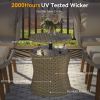 K&K 5 Pieces Patio Furniture Chair Sets, Patio Conversation Set With Wicker Cool Bar Table, Ottomans,Outdoor Furniture Bistro Sets for Porch,Backyard,