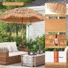 6 Feet Thatched Patio Umbrella with Tilt Design and Carrying Bag