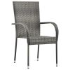 Stackable Patio Chairs 4 pcs Gray Poly Rattan