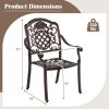 Patio Cast Aluminum Dining Chairs Set of 2 Metal Armchairs Stackable