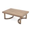 2 - Person Outdoor Acacia Wood Patio Seating Group with Cushions and Coffee Table for Porch, Garden, Backyard, Balcony, Brown wash, Beige cushion