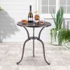 24 Inch Round Cast Aluminum Table Patio Dining Bistro Table with 2 Inch Umbrella Hole