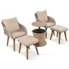 K&K 5 Pieces Patio Furniture Chair Sets, Patio Conversation Set With Wicker Cool Bar Table, Ottomans,Outdoor Furniture Bistro Sets for Porch,Backyard,