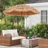 6 Feet Thatched Patio Umbrella with Tilt Design and Carrying Bag