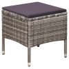 Patio Chair and Stool with Cushions Poly Rattan Gray