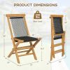 2 Piece Indonesia Teak Patio Folding Chairs with Woven Rope Seat and Back for Porch Backyard Poolside