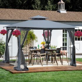 10x10 Outdoor Patio Gazebo Canopy Tent With Ventilated Double Roof And Mosquito net(Detachable Mesh Screen On All Sides); Suitable for Lawn;  Garden; (Color: GRAY)