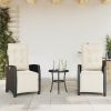 Reclining Patio Chairs 2 pcs with Footrest Black Poly Rattan