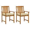 Patio Chairs with Cushions 2 pcs Solid Acacia Wood