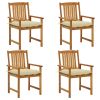 Patio Chairs with Cushions 4 pcs Solid Acacia Wood