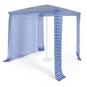 6.6 x 6.6 Feet Foldable and Easy-Setup Beach Canopy With Carry Bag (Color: Navy)