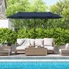 13 Feet Double-Sided Patio Twin Table Umbrella with Crank Handle