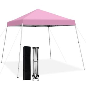 10 x 10 Feet Outdoor Instant Pop-up Canopy with Carrying Bag (Color: Pink)